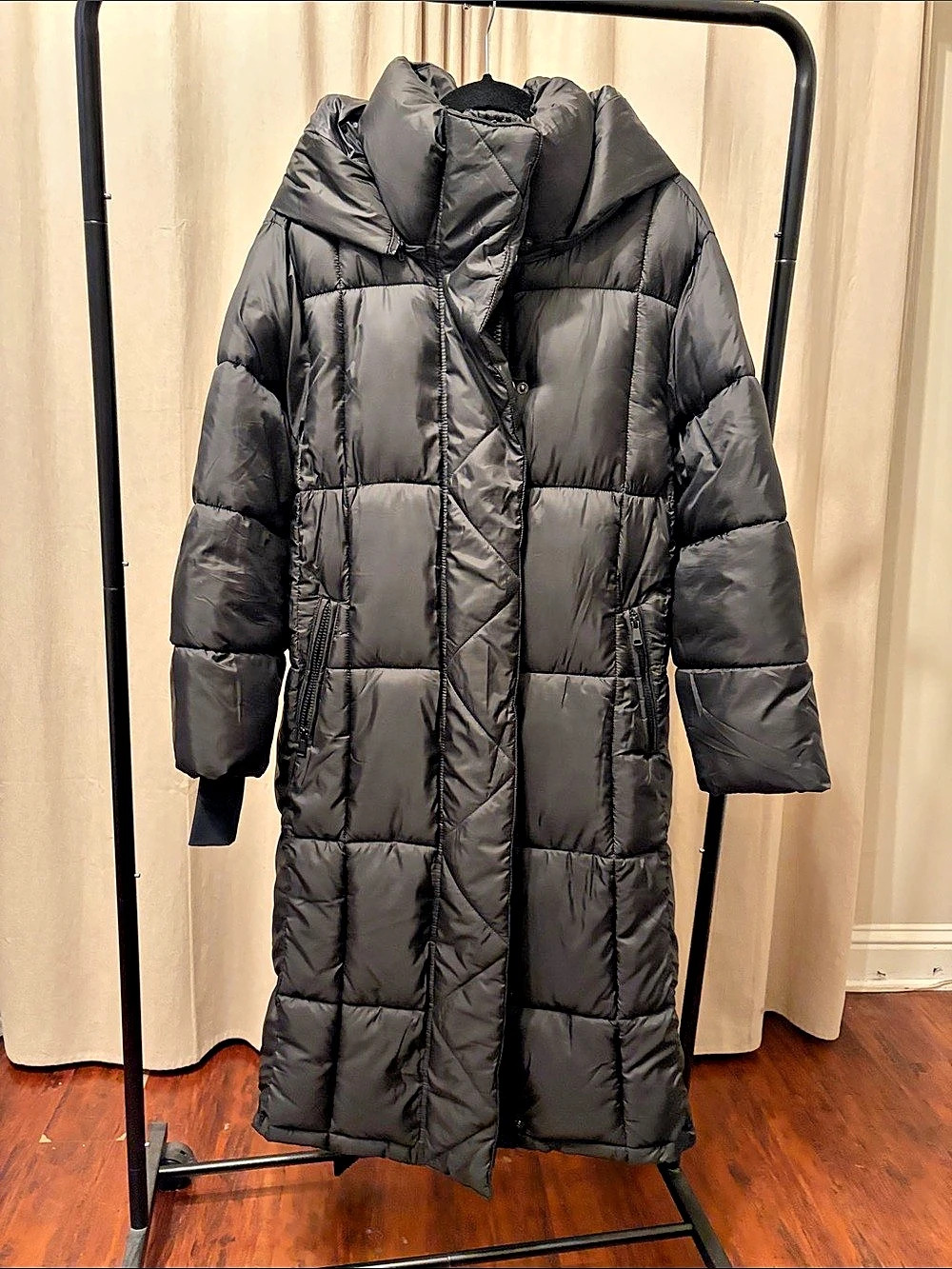GAP Belted Black Long Puffer Coat